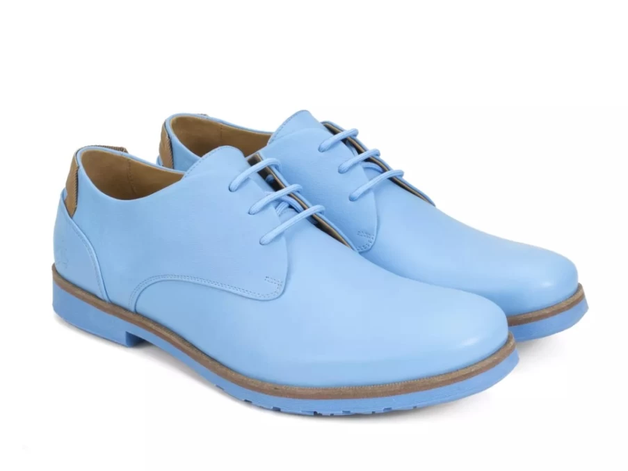 Fluevog Shoes Blue Contrast Derby Shoe | Kenn Style