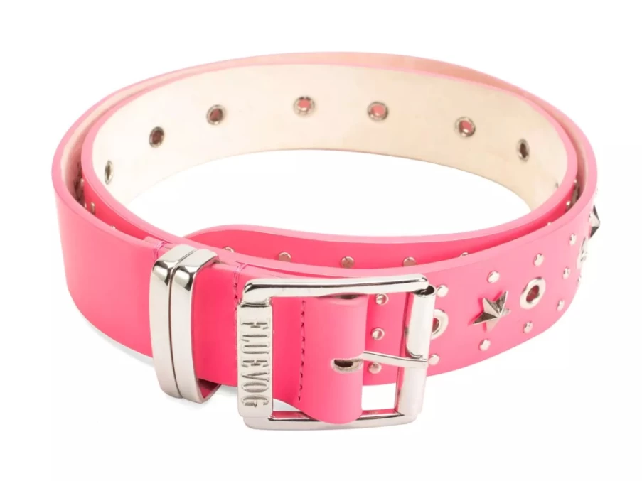 Fluevog Shoes Hot Pink Star-Studded Leather Croft Belt for Women & Men
