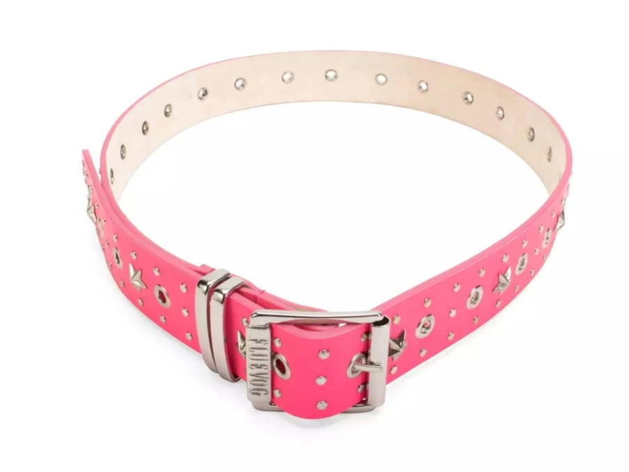 Fluevog Shoes Hot Pink Star-Studded Leather Croft Belt for Women & Men