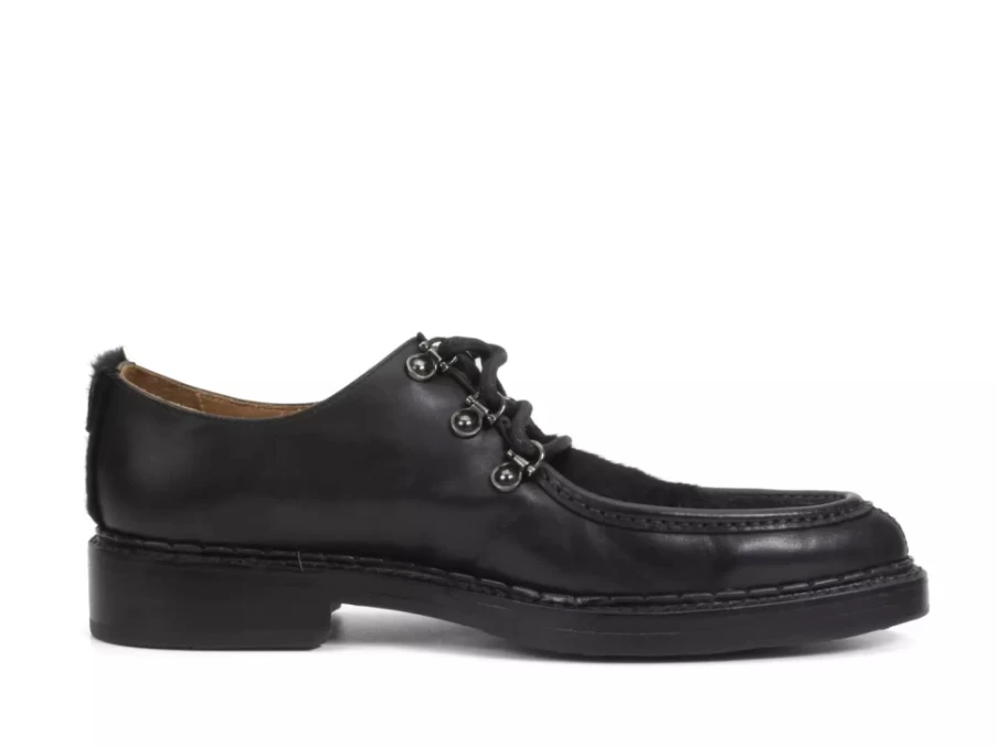 Fluevog Shoes Thorp Black D-Ring Lace-Up Leather Shoes for Men/Women