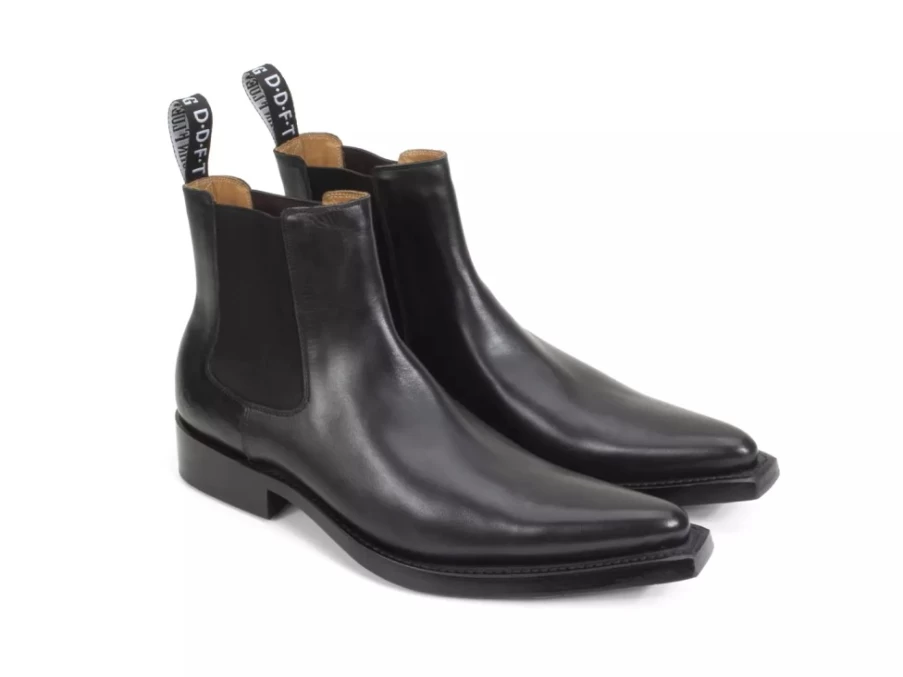 Fluevog Shoes Lyngenfjord Black Pointed Toe Chelsea Boots for Men/Women
