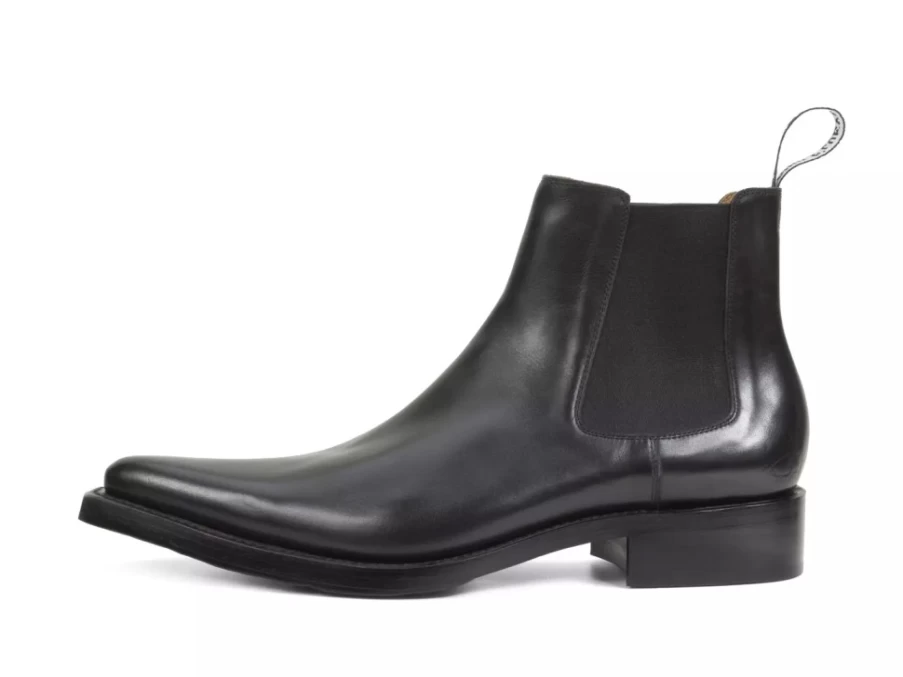 Fluevog Shoes Lyngenfjord Black Pointed Toe Chelsea Boots for Men/Women