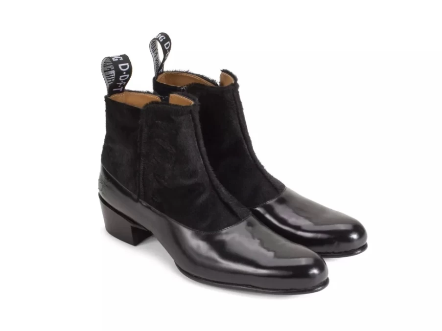 Fluevog Shoes Arthur Black Pony Zip-Up Ankle Boots for Men/Women