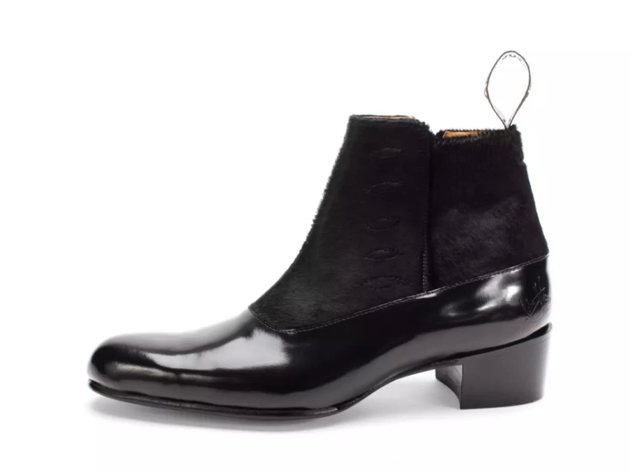 Fluevog Shoes Arthur Black Pony Zip-Up Ankle Boots for Men/Women