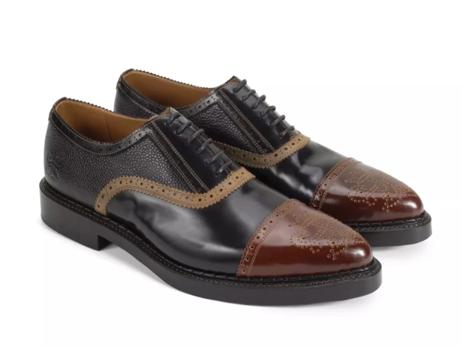 Fluevog Shoes Edda Modern Brogue Oxford in Black & Brown – Classic Wingtip Design for Men & Women