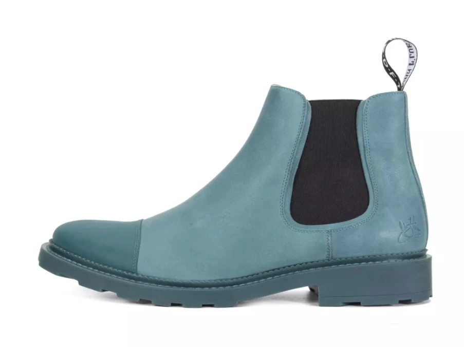 Fluevog Shoes Teal Archie Casual Chelsea Boots for Men/Women