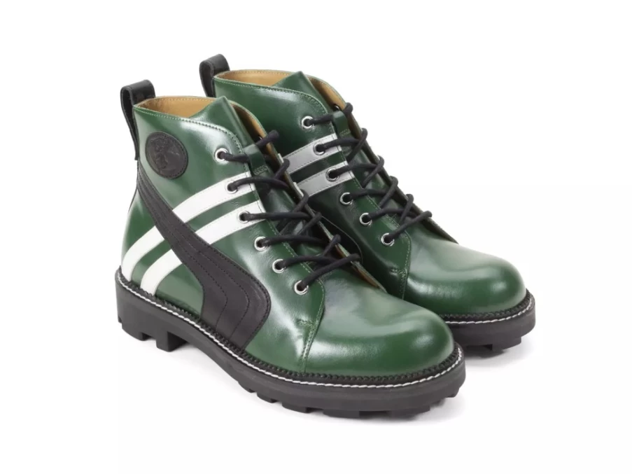 Fluevog Shoes Retro Green/Black Lace-Up Boots - Vintage Style Whitty Boots