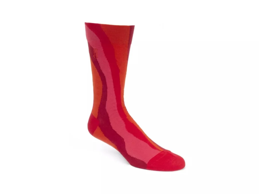 Fluevog Shoes Rogue Vog Colourful Wiggle Socks - Red Combo Patterned Funky Socks