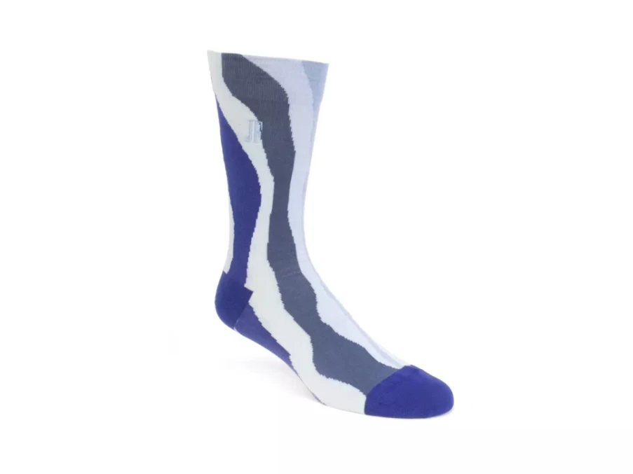 Fluevog Shoes Rogue Vog Colourful Wiggle Socks - Blue Combo Pattern