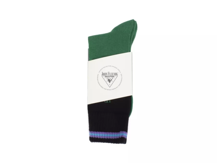 Fluevog Shoes Green/Black Thick Colourblock Socks | Citta Vog Socks