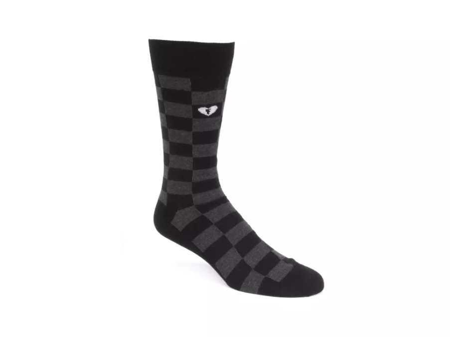 Fluevog Shoes Diego Vog Checkered Socks - Black/Grey Patterned Casual Socks