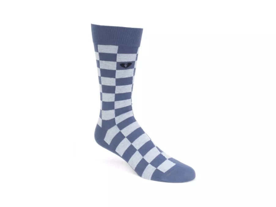 Fluevog Shoes Blue Combo Checkered Socks | Diego Vog Pattern Stylish Casual Wear