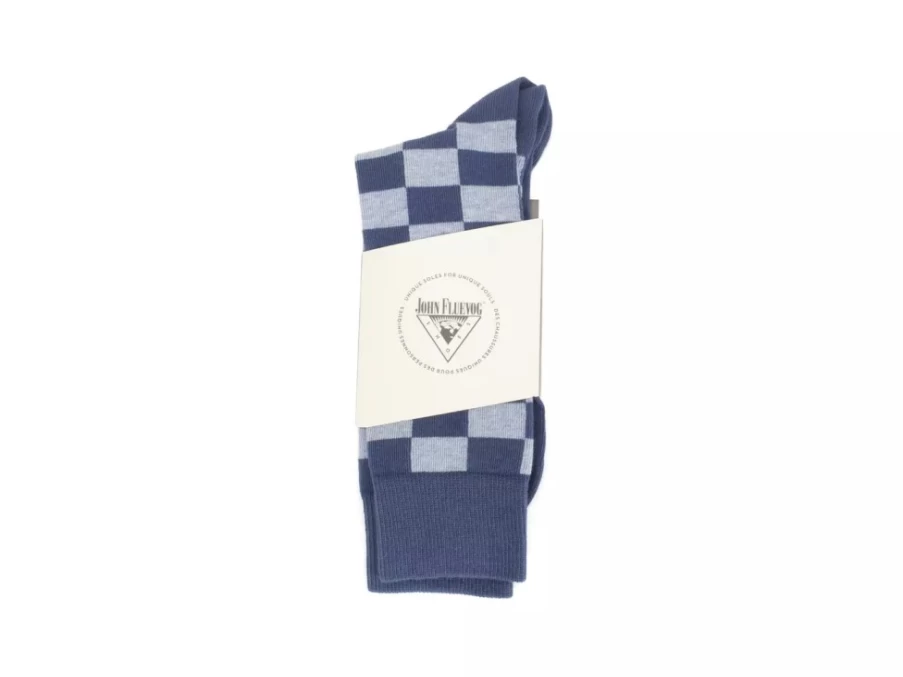Fluevog Shoes Blue Combo Checkered Socks | Diego Vog Pattern Stylish Casual Wear