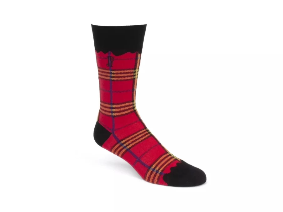 Fluevog Shoes Hazel Vog Red Knit Plaid Socks for Men & Women