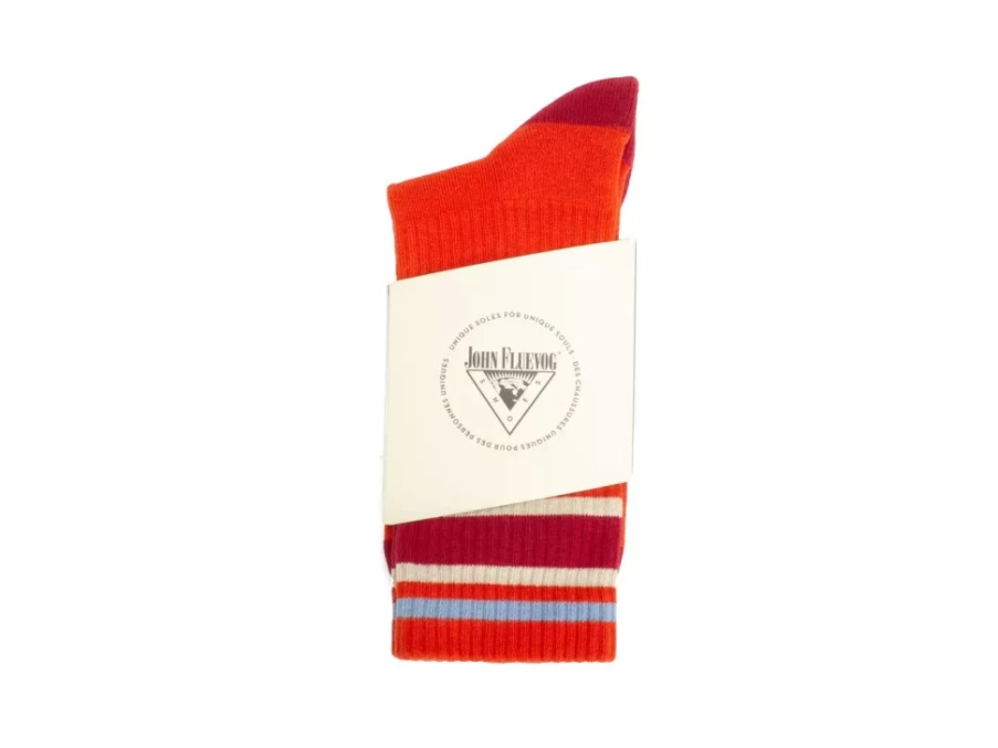 Fluevog Shoes Red Colourblock Varsity Sock | Bandit Style Athletic Socks